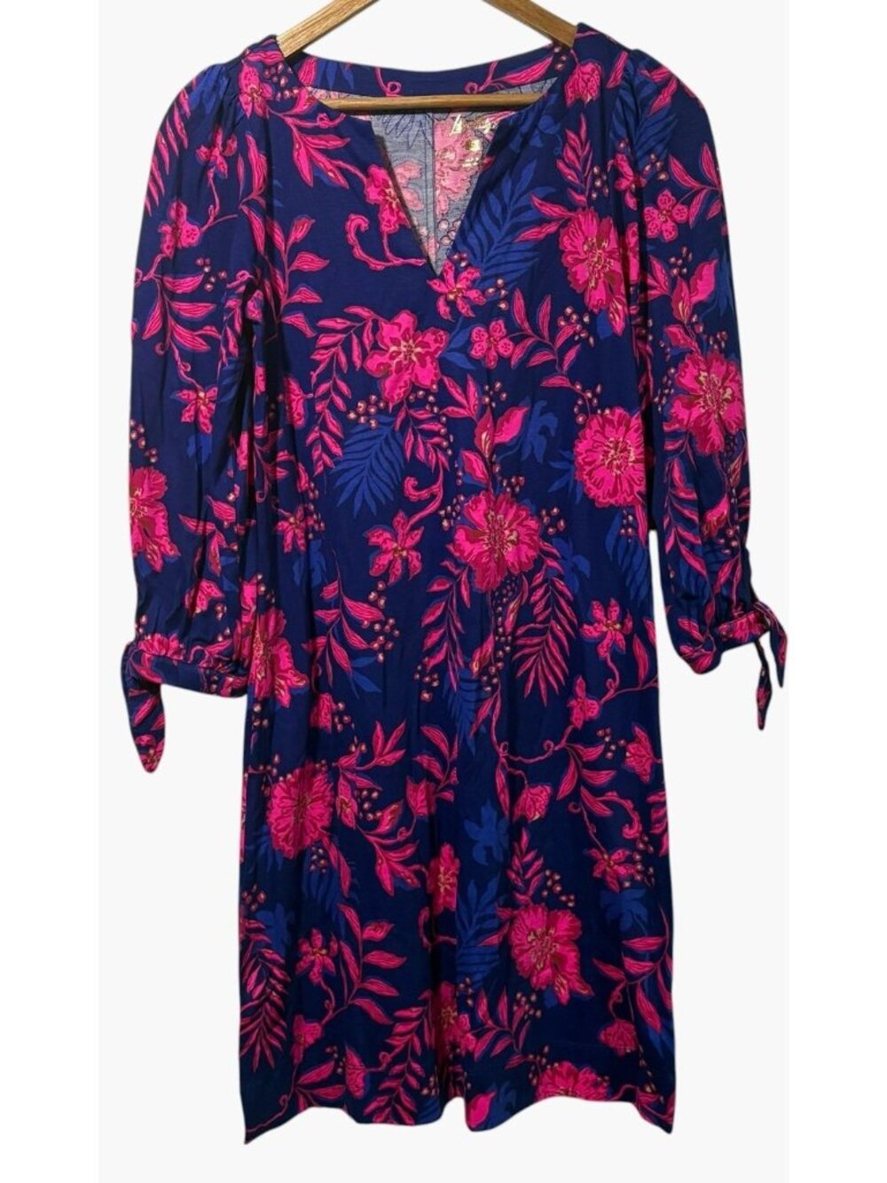 Lilly Pulitzer Cath Dress Size XS Blue Med Never Ending Summer 3/4 Sleeve Resort